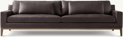 Italia Leather Track Arm Sofa - Oak Base