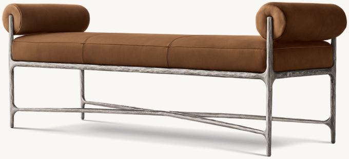 Thaddeus Leather Double Bolster End-of-Bed Bench