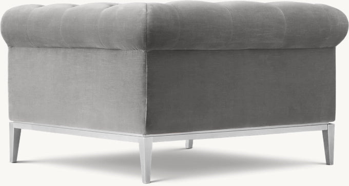 Italia Chesterfield Chair with Tufted Cushion - Metal Base