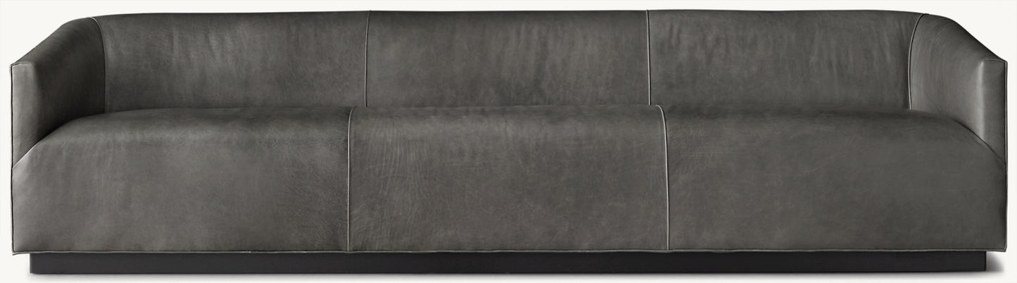 1950s Italian Leather Shelter Arm Sofa