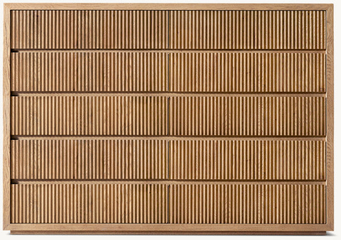 Reclaimed Oak Reeded 12-Drawer Dresser