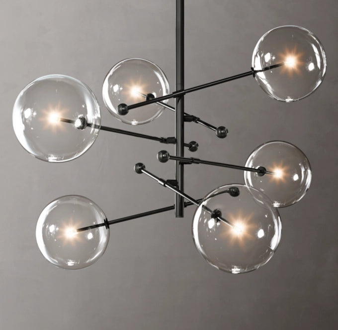 Glass Globe Mobile Six-Arm Chandelier 55"