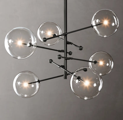 Glass Globe Mobile Six-Arm Chandelier 55"