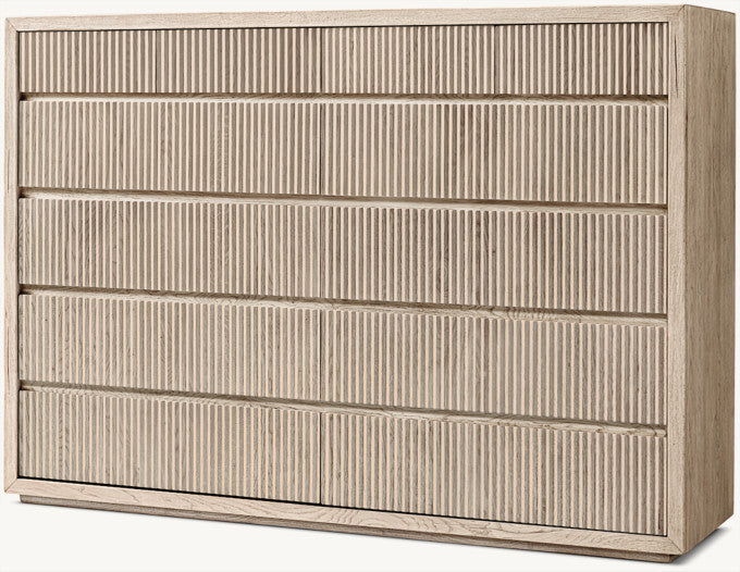 Reclaimed Oak Reeded 12-Drawer Dresser