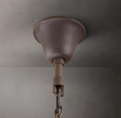 19th C. Rococo Iron & Crystal Round Chandelier 40"