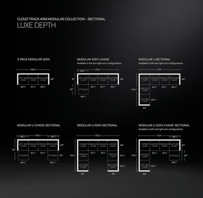 Cloud Modular Track Arm Leather 3-Piece Sofa