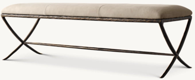 Thaddeus Leather X-Base Bench
