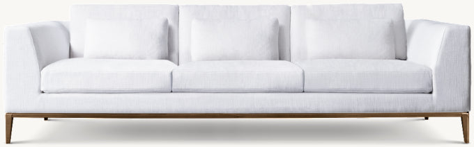 Italia Taper Arm 3-Cushion Sofa - Metal Base