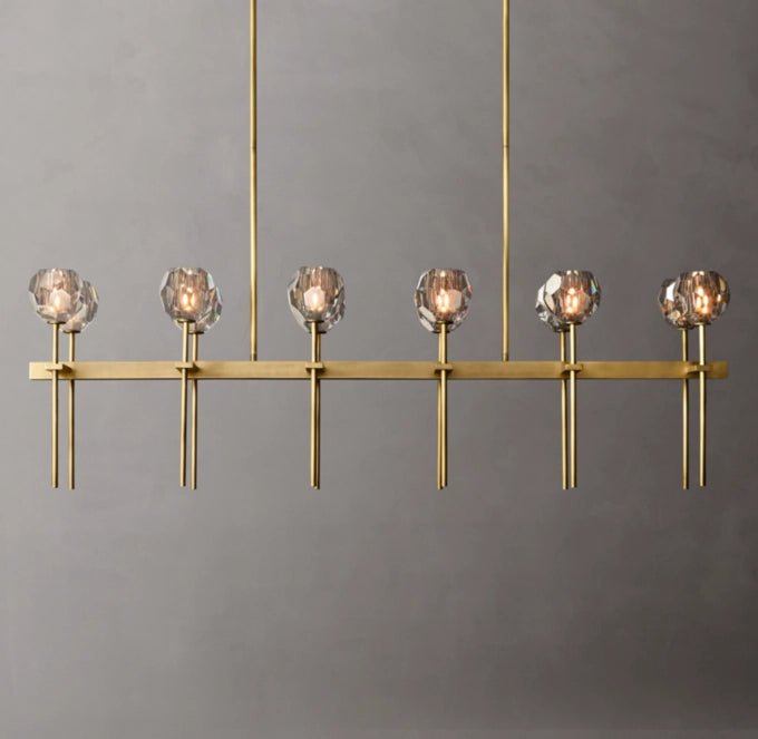 Boule De Cristal Smoke Glass Double Linear Chandelier 60"