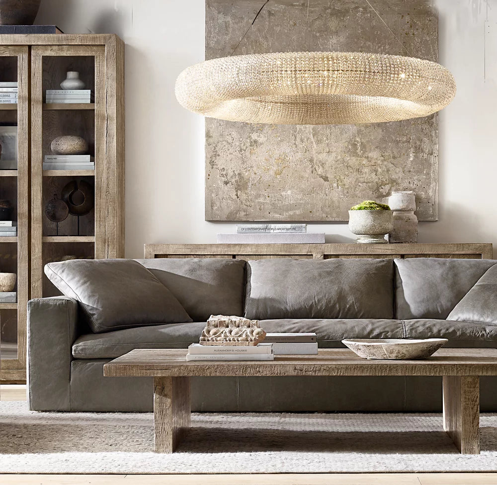 Crystal Halo Clear Round LED Chandelier 72"