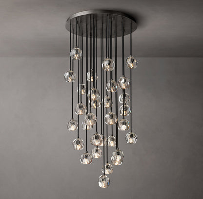Boule De Cristal Clear Glass Round Cluster Chandelier 30"