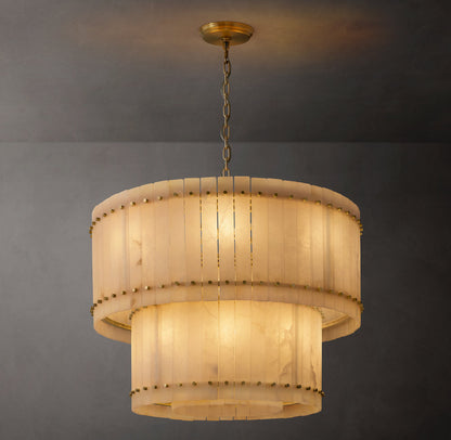 San Marco Alabaster Round Tiered Chandelier 37"