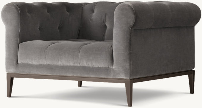 Italia Chesterfield Chair with Tufted Cushion - Metal Base