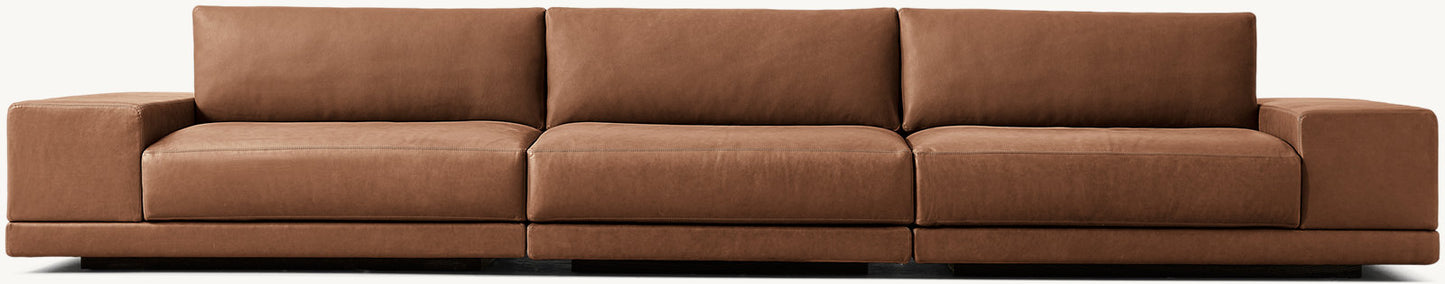 Cortona Modular Leather Full Cushion Back Wide-Arm 3-Piece Sofa