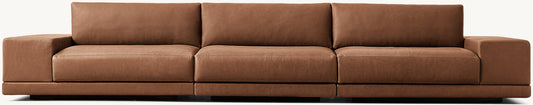 Cortona Modular Leather Full Cushion Back Wide-Arm 3-Piece Sofa