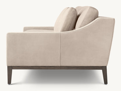 Italia Leather Slope Arm 3-Cushion Sofa - Oak Base