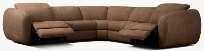 Monceau Recliner Modular Leather 5-Piece L-Sectional