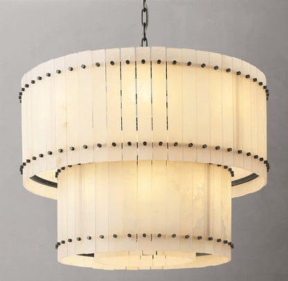 San Marco Alabaster Round Tiered Chandelier 37"