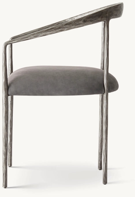 Thaddeus Curved Leather Dining Armchair