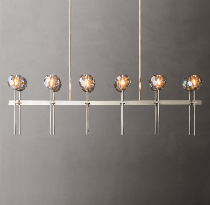 Boule De Cristal Smoke Glass Double Linear Chandelier 60"