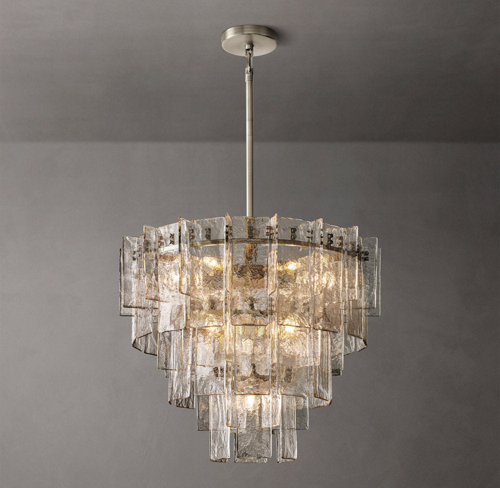Lattice Clear Glass Tiered Round Chandelier 36"