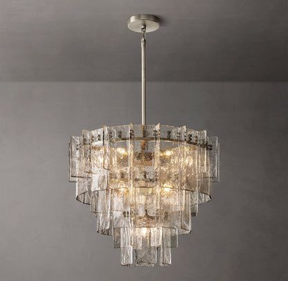 Lattice Clear Glass Tiered Round Chandelier 36"