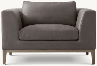 Italia Taper Arm Leather Chair - Oak Base