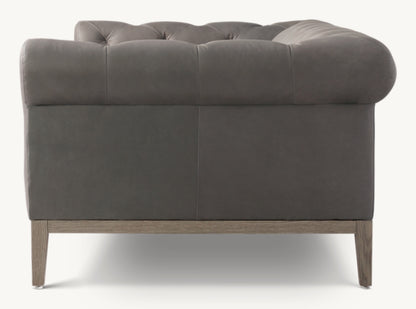 Italia Leather Chesterfield Sofa - Oak Base