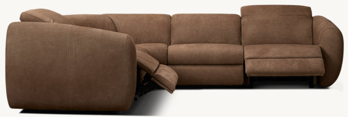 Monceau Recliner Modular Leather 5-Piece L-Sectional