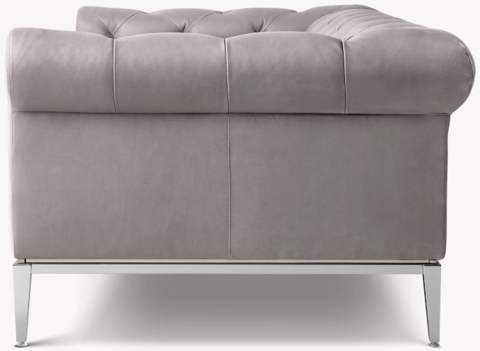 Italia Leather Chesterfield 3-Cushion Sofa - Metal Base