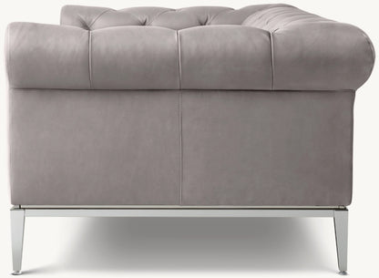 Italia Leather Chesterfield 3-Cushion Sofa - Metal Base