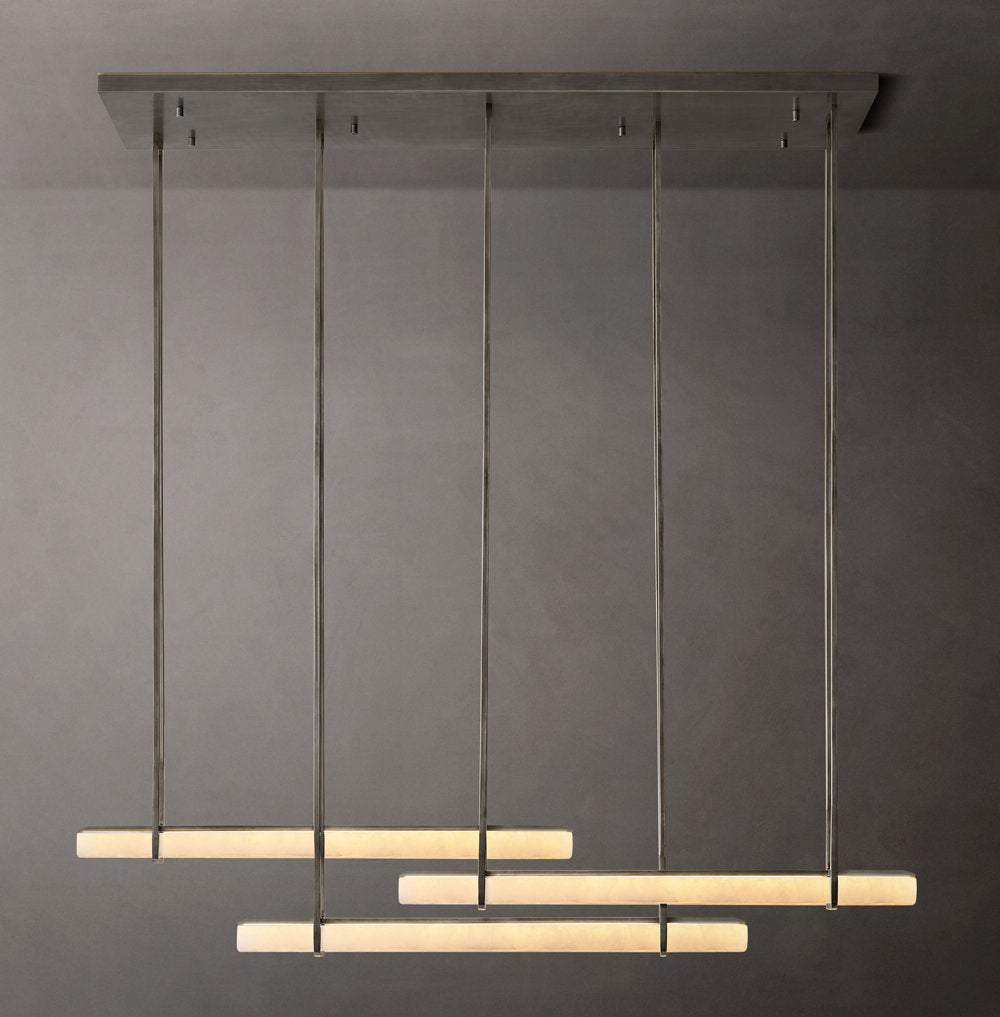 Audubon Alabaster Triple Bar Linear Chandelier