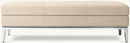 Italia Leather End-of-Bed Storage Bench - Metal Base