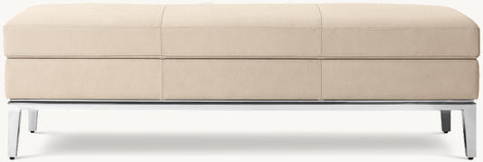 Italia Leather End-of-Bed Storage Bench - Metal Base