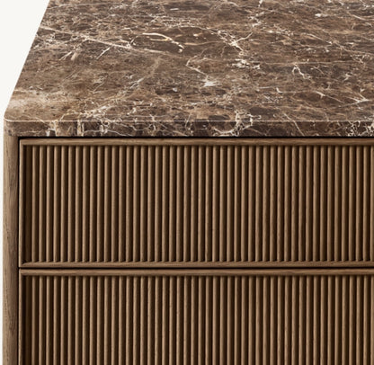 Genevieve Emperador Reeded 10-Drawer Dresser