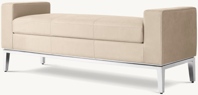 Italia Leather End-of-Bed Bench - Metal Base