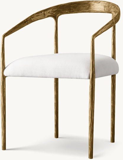 Thaddeus Curved Fabric Dining Armchair