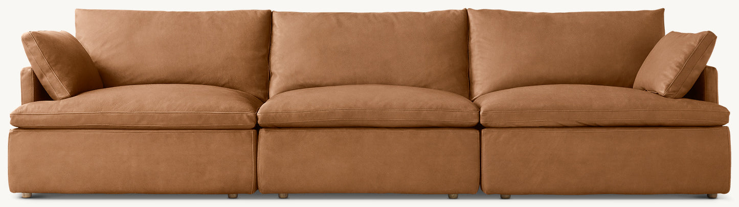 Cloud Modular Track Arm Leather 3-Piece Sofa