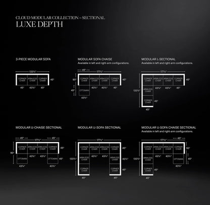 Cloud Modular Leather 3-Piece Sofa