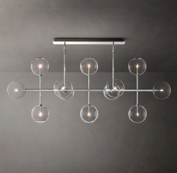 Glass Globe Mobile Linear Chandelier