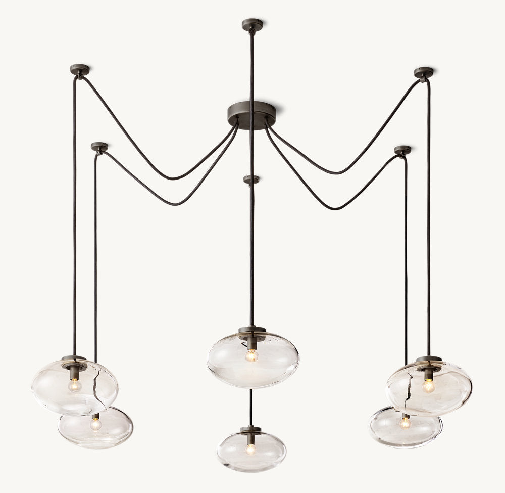 Cabrette Clear Glass Suspended Chandelier 84"