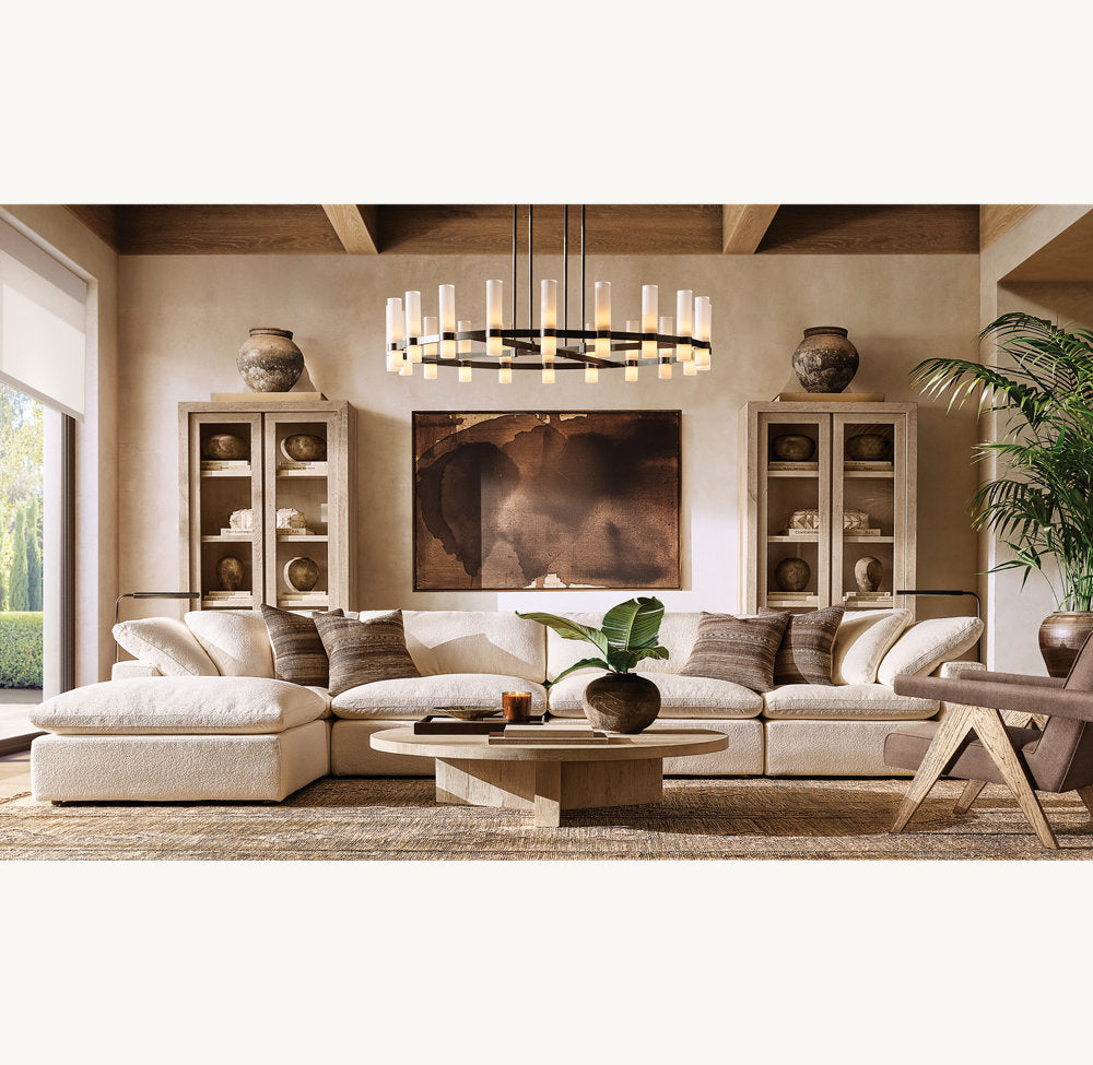 Ravelle Round Milk Glass Chandelier 60"