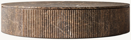 Byron Reeded Stone Round Coffee Table