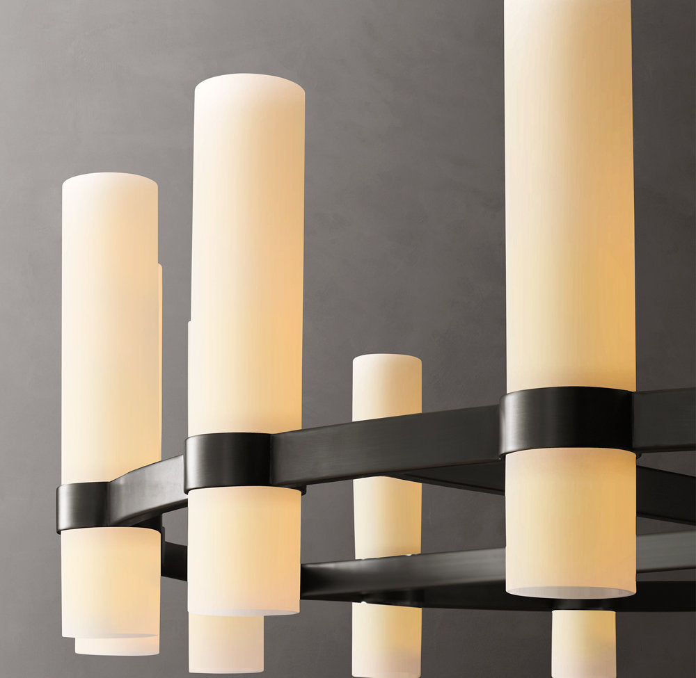 Ravelle Round Milk Glass Chandelier 48"