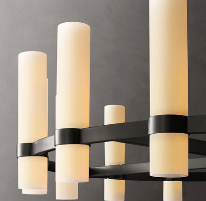 Ravelle Round Milk Glass Chandelier 48"