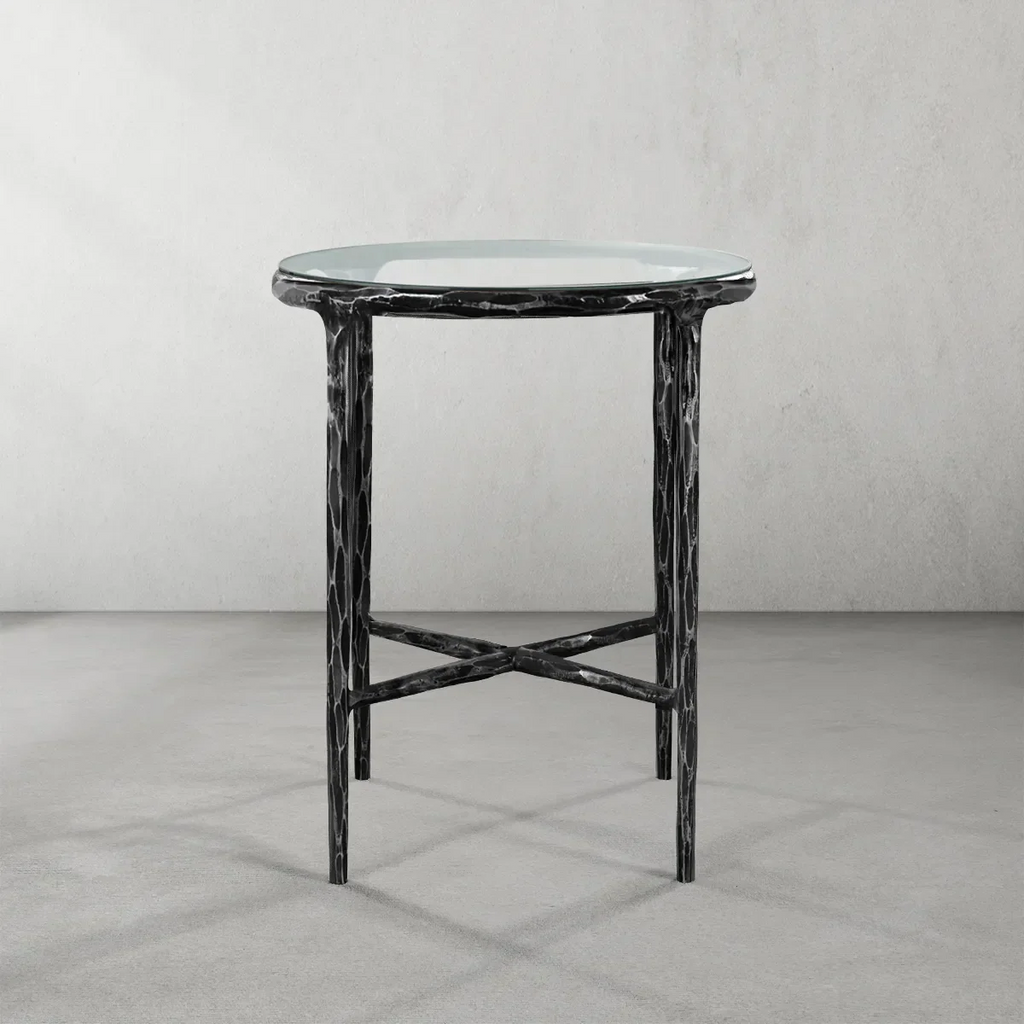 Thaddeus Glass Round Side Table 18" 22"