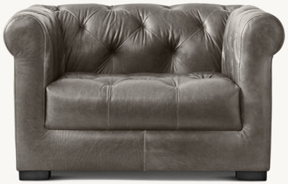 Modena Chesterfield Leather Chair With Tufted Cushion