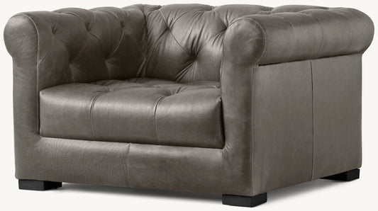 Modena Chesterfield Leather Chair With Tufted Cushion