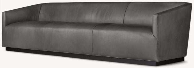 1950s Italian Leather Shelter Arm Sofa