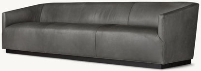 1950s Italian Leather Shelter Arm Sofa
